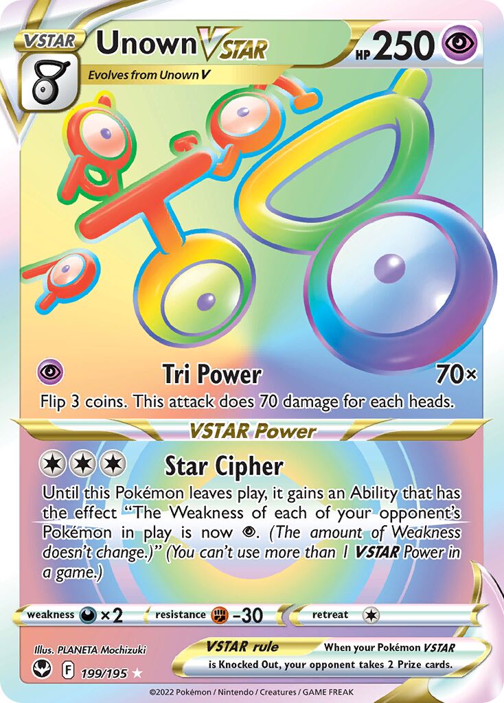 Unown VSTAR 199/245 — Silver Tempest (English Pokémon TCG card)