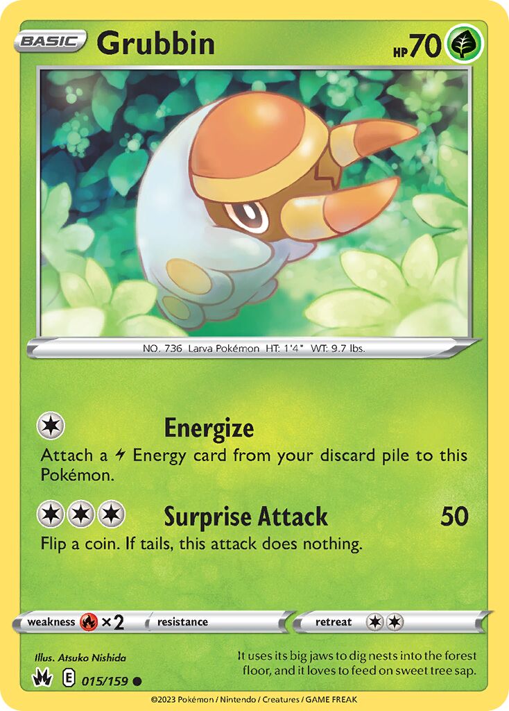 Grubbin 015/230 — Crown Zenith (English Pokémon TCG card)