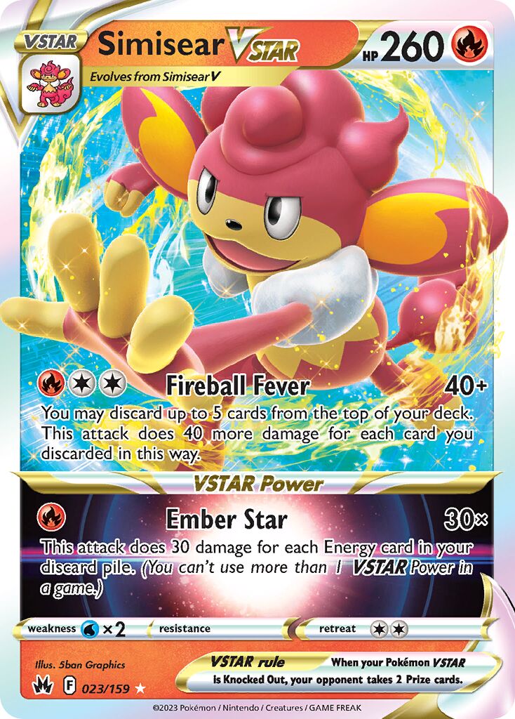 Simisear VSTAR 023/230 — Crown Zenith (English Pokémon TCG card)