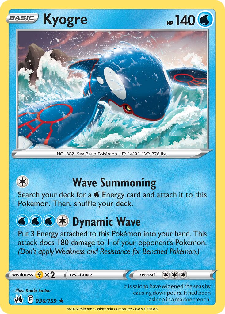 Kyogre 036/230 — Crown Zenith (English Pokémon TCG card)