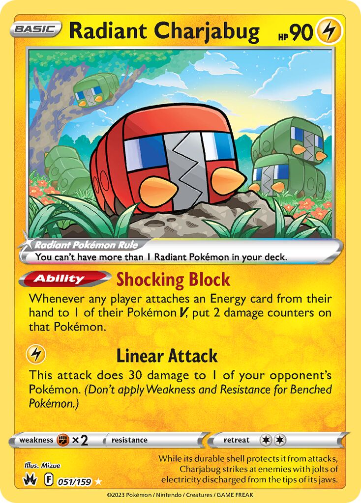 Radiant Charjabug 051/230 — Crown Zenith (English Pokémon TCG card)