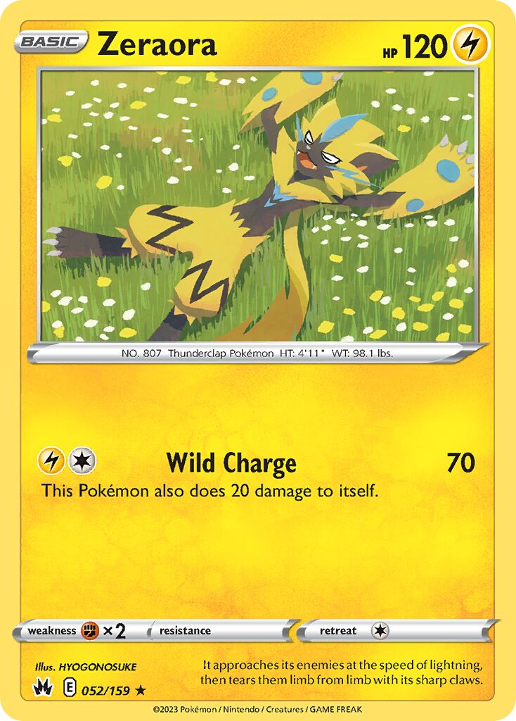 Zeraora 052/230 — Crown Zenith (English Pokémon TCG card)