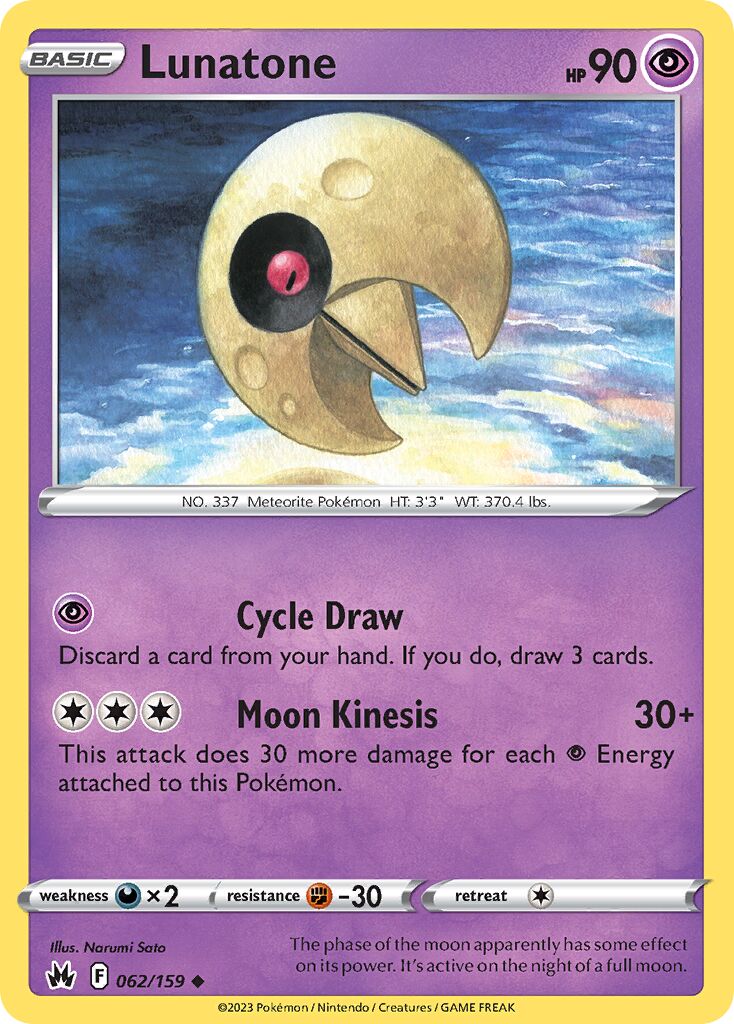 Lunatone 062/230 — Crown Zenith (English Pokémon TCG card)