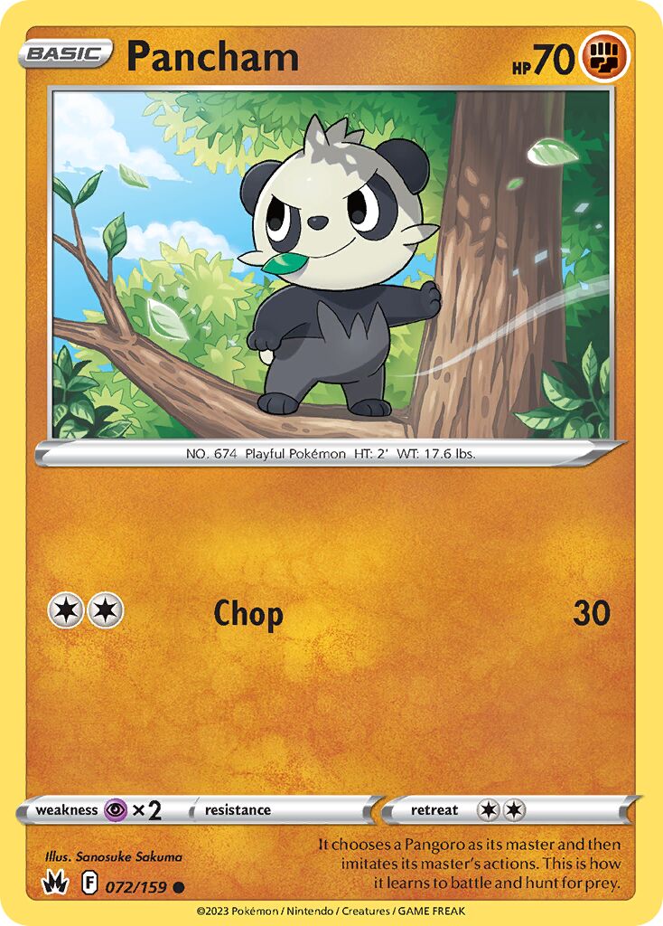 Pancham 072/230 — Crown Zenith (English Pokémon TCG card)