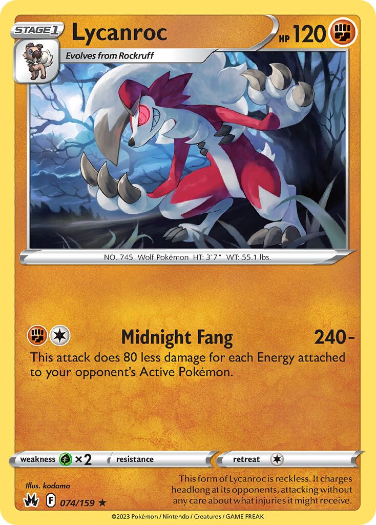 Lycanroc 074/230 — Crown Zenith (English Pokémon TCG card)