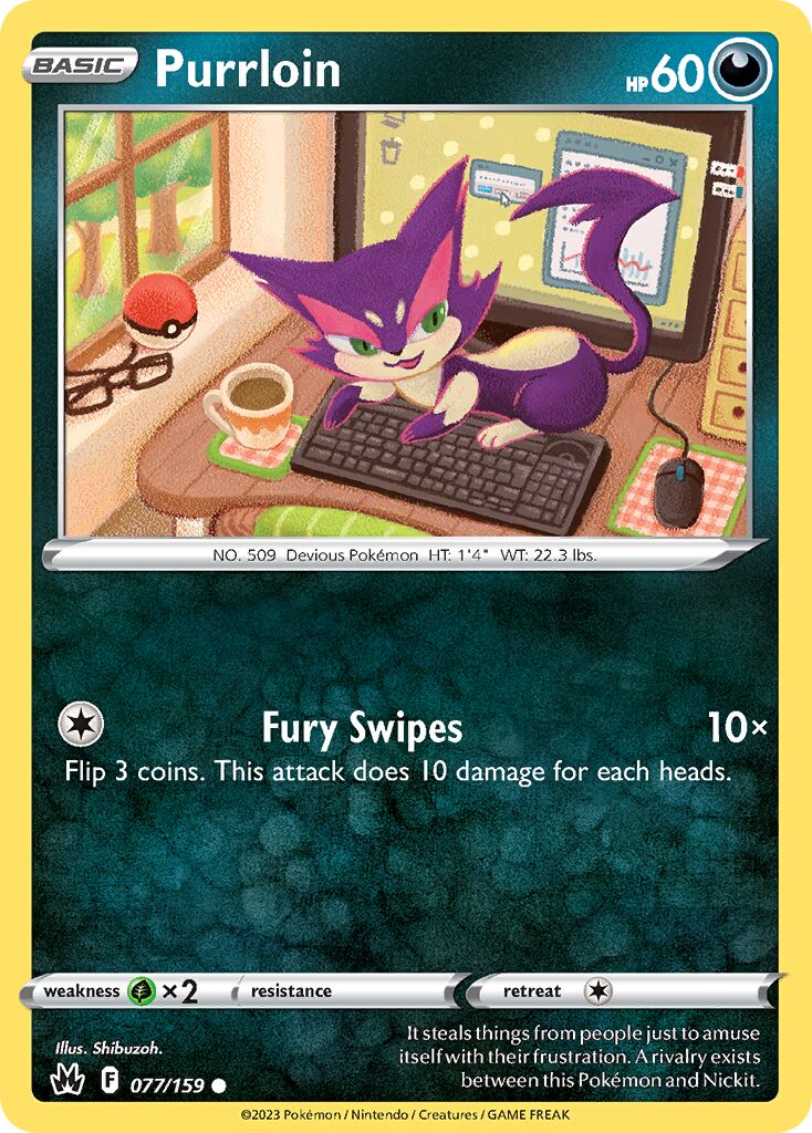 Purrloin 077/230 — Crown Zenith (English Pokémon TCG card)