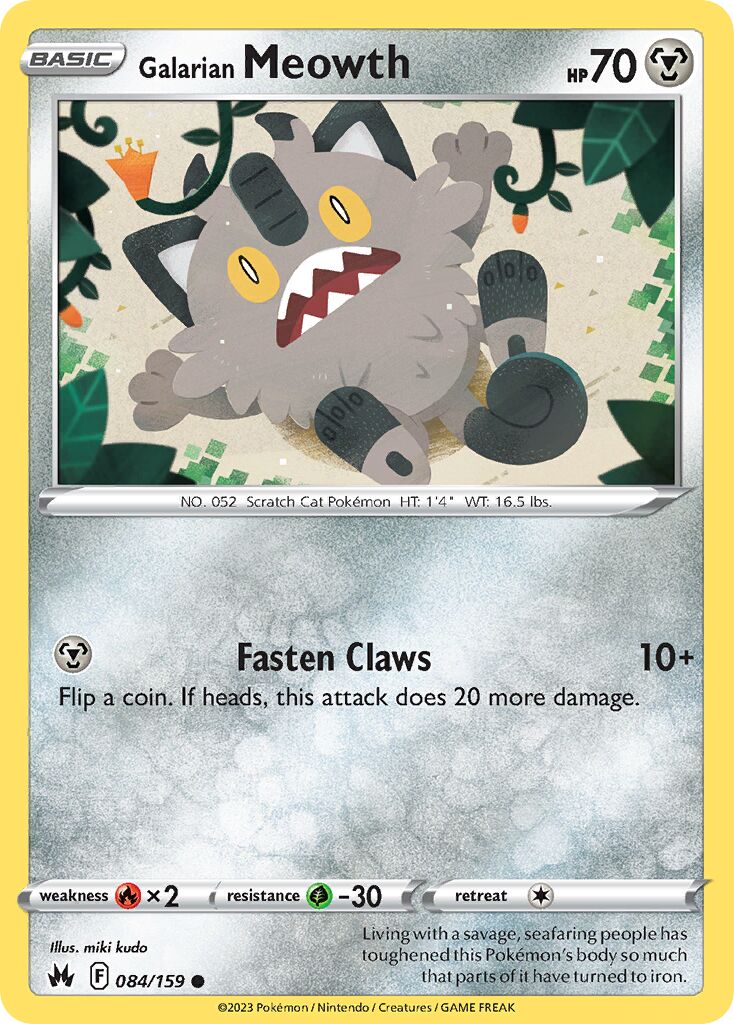 Galarian Meowth 084/230 — Crown Zenith (English Pokémon TCG card)