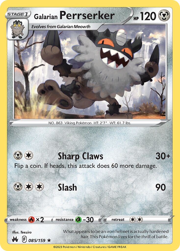 Galarian Perrserker 085/230 — Crown Zenith (English Pokémon TCG card)