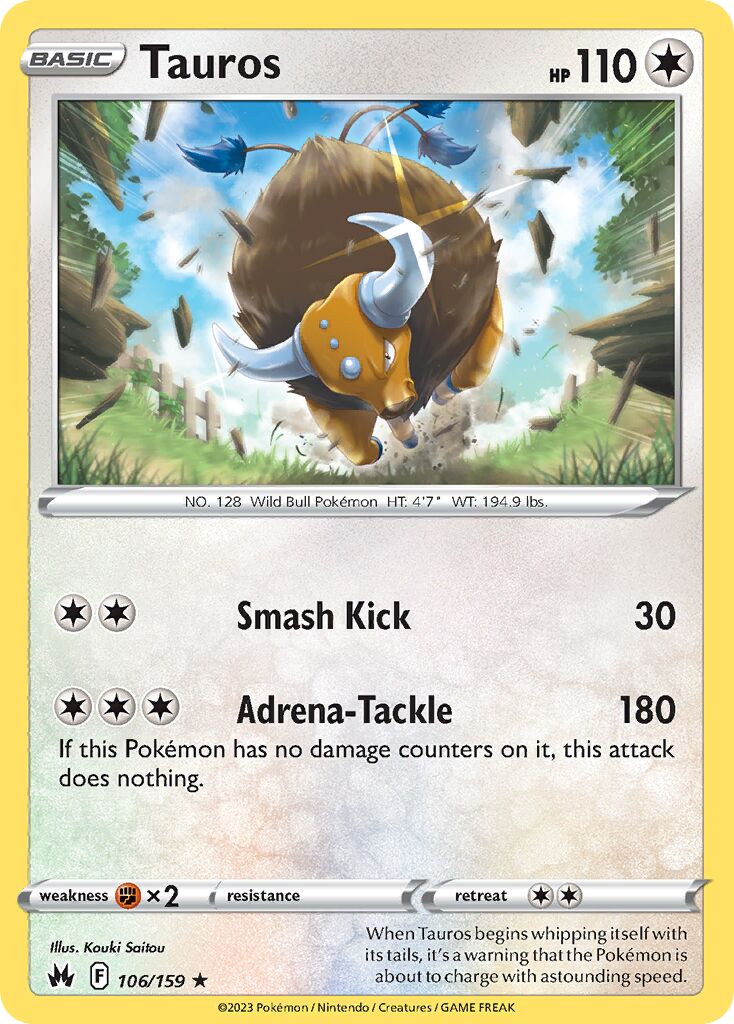 Tauros 106/230 — Crown Zenith (English Pokémon TCG card)