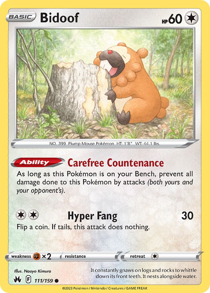 Bidoof 111/230 — Crown Zenith (English Pokémon TCG card)