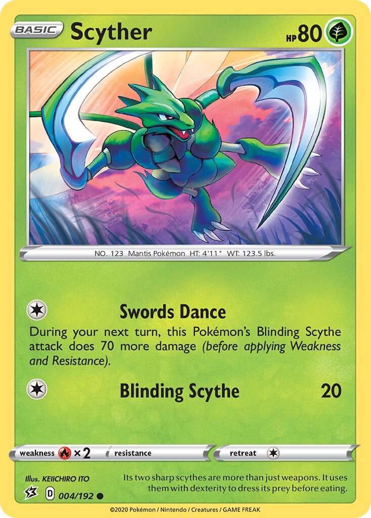 Scyther 004/192 — Rebel Clash (English Pokémon TCG card)