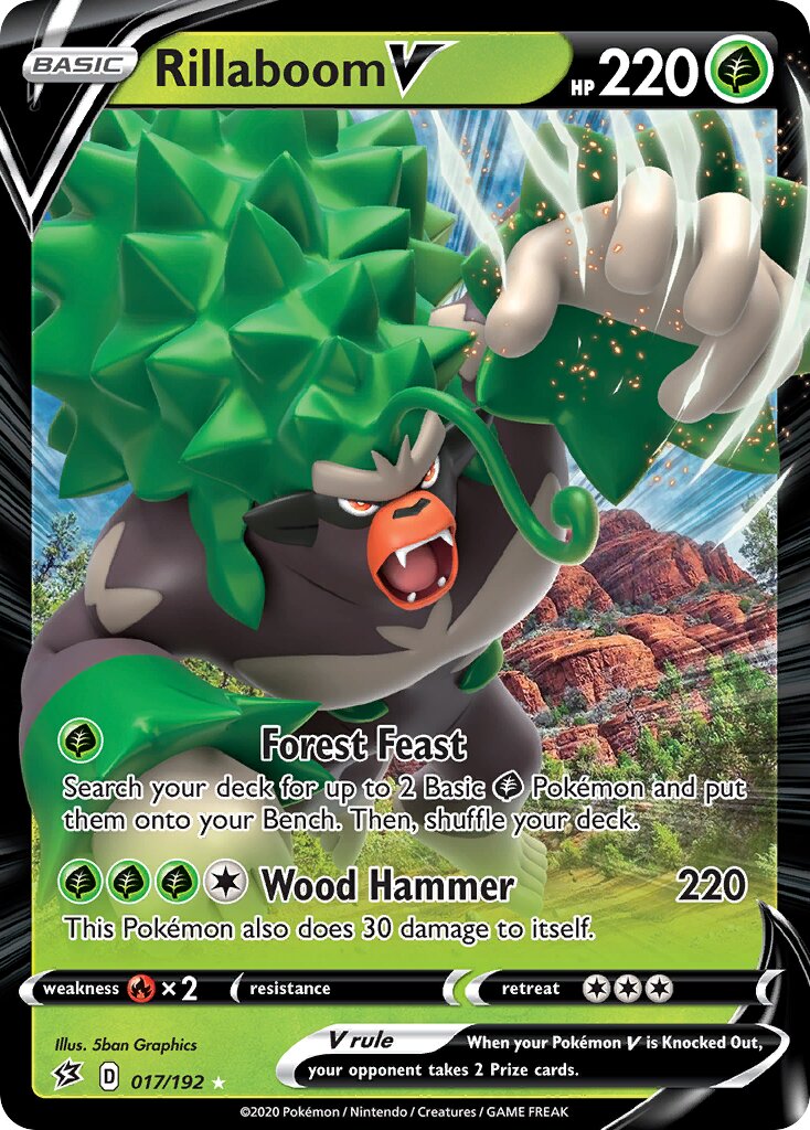 Rillaboom V 017/192 — Rebel Clash (English Pokémon TCG card)