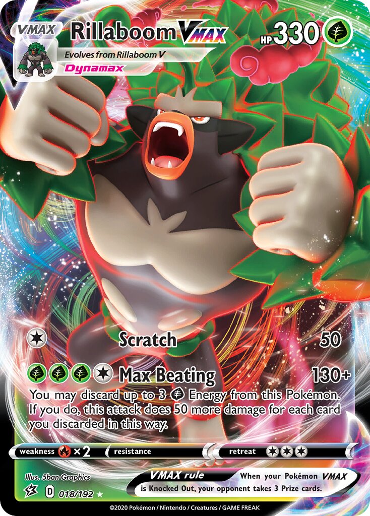 Rillaboom VMAX 018/192 — Rebel Clash (English Pokémon TCG card)