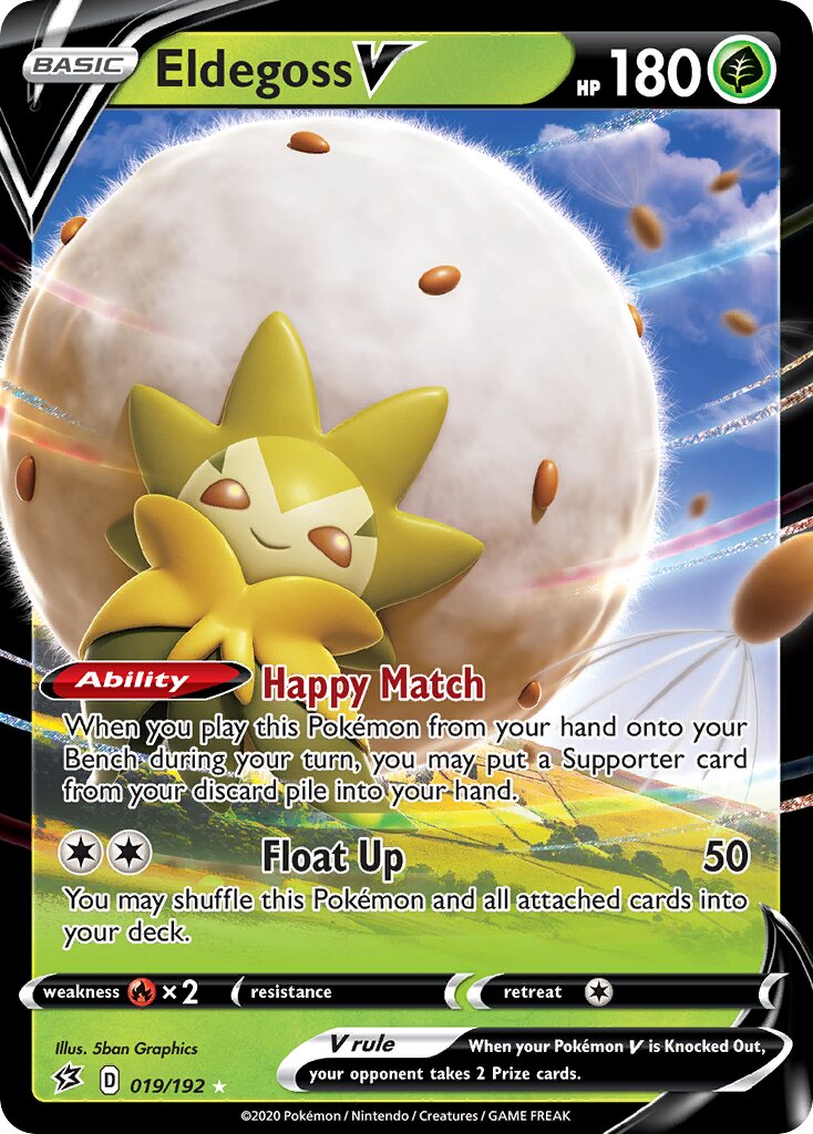 Eldegoss V 019/192 — Rebel Clash (English Pokémon TCG card)