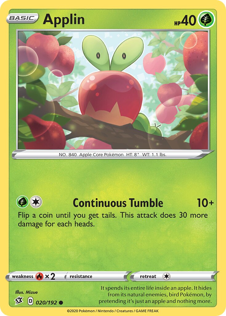 Applin 020/192 — Rebel Clash (English Pokémon TCG card)