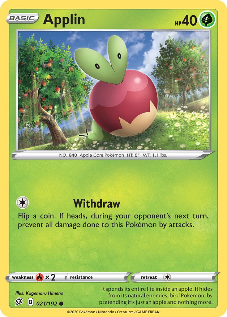 Applin 021/192 — Rebel Clash (English Pokémon TCG card)