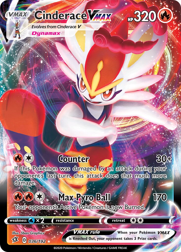 Cinderace VMAX 036/192 — Rebel Clash (English Pokémon TCG card)