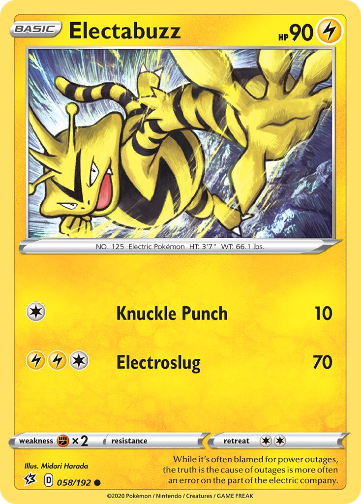 Electabuzz 058/192 — Rebel Clash (English Pokémon TCG card)