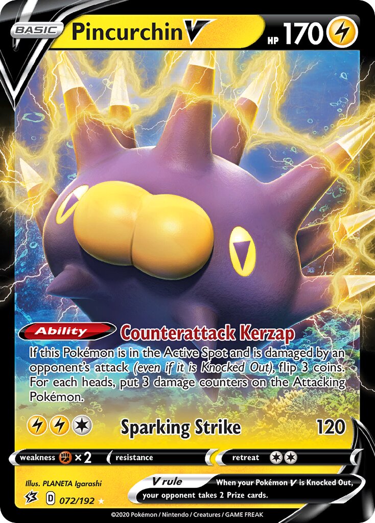 Pincurchin V 072/192 — Rebel Clash (English Pokémon TCG card)