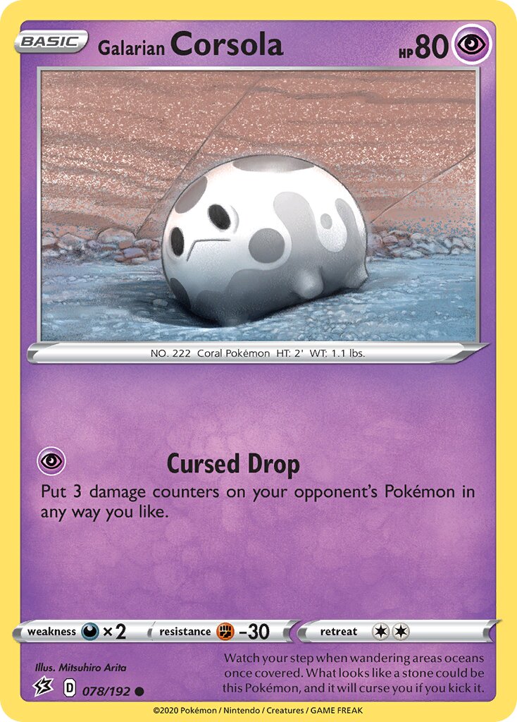 Galarian Corsola 078/192 — Rebel Clash (English Pokémon TCG card)