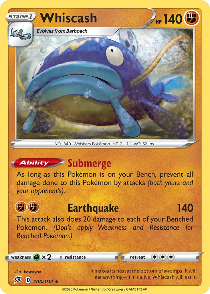 Whiscash 100/192 — Rebel Clash (English Pokémon TCG card)