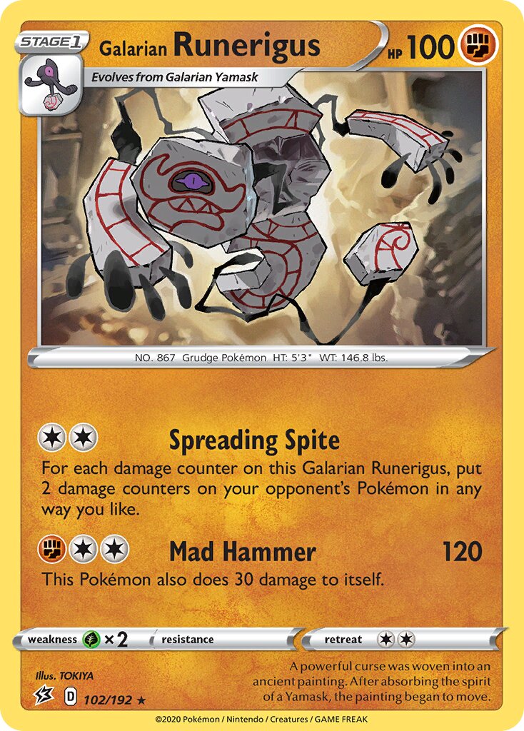 Galarian Runerigus 102/192 — Rebel Clash (English Pokémon TCG card)