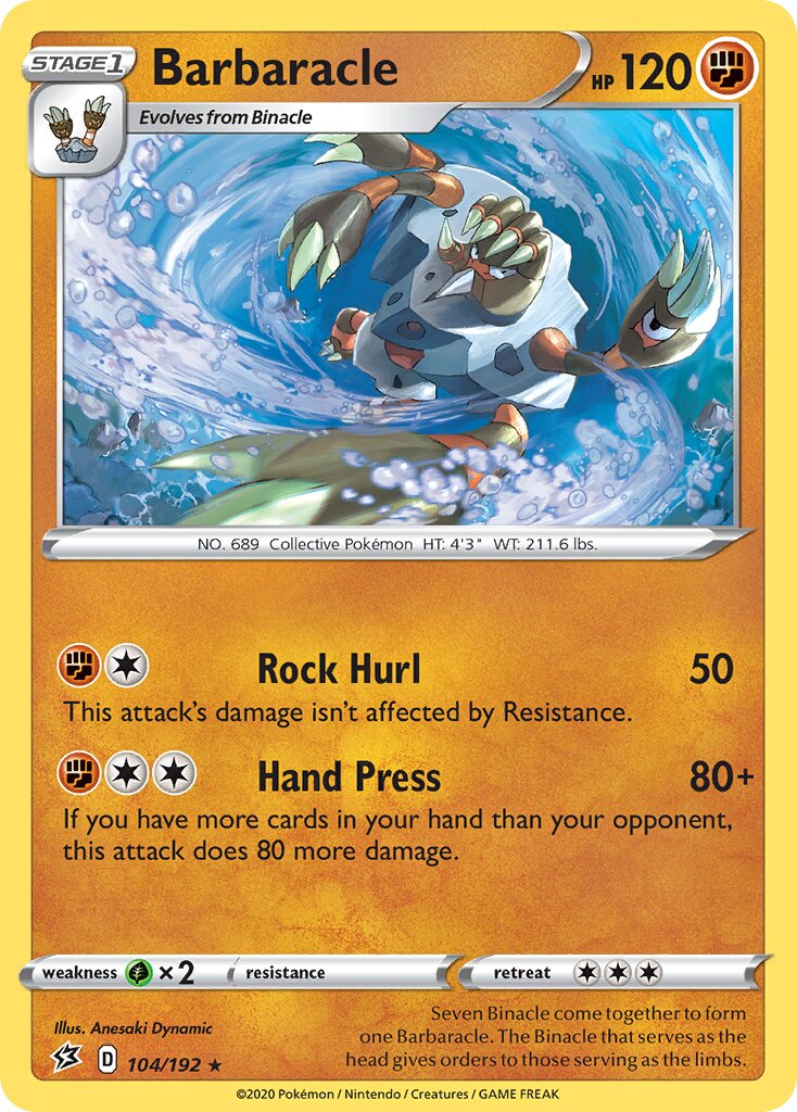 Barbaracle 104/192 — Rebel Clash (English Pokémon TCG card)