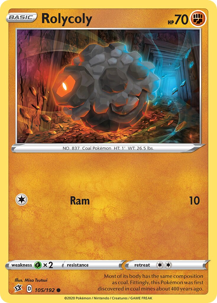 Rolycoly 105/192 — Rebel Clash (English Pokémon TCG card)