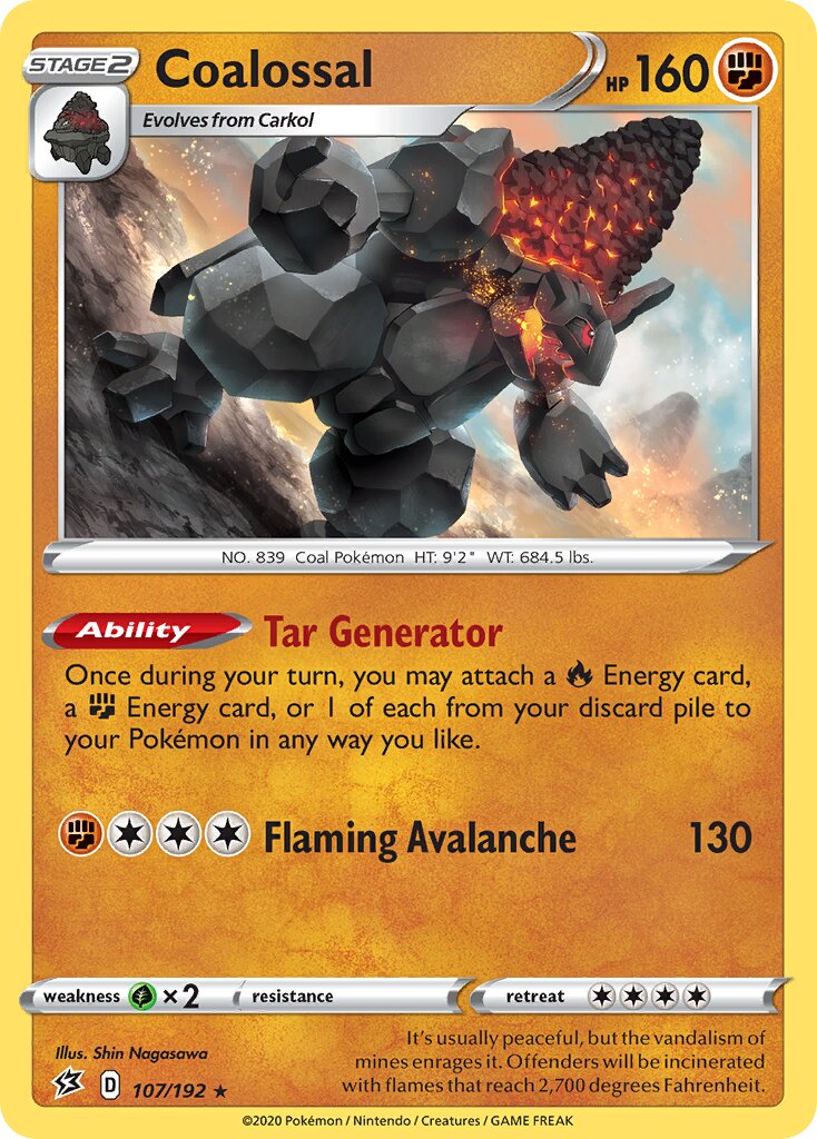 Coalossal 107/192 — Rebel Clash (English Pokémon TCG card)