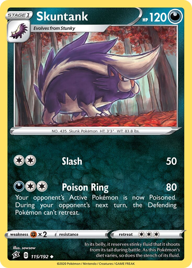 Skuntank 115/192 — Rebel Clash (English Pokémon TCG card)