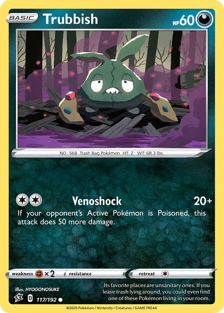 Trubbish 117/192 — Rebel Clash (English Pokémon TCG card)
