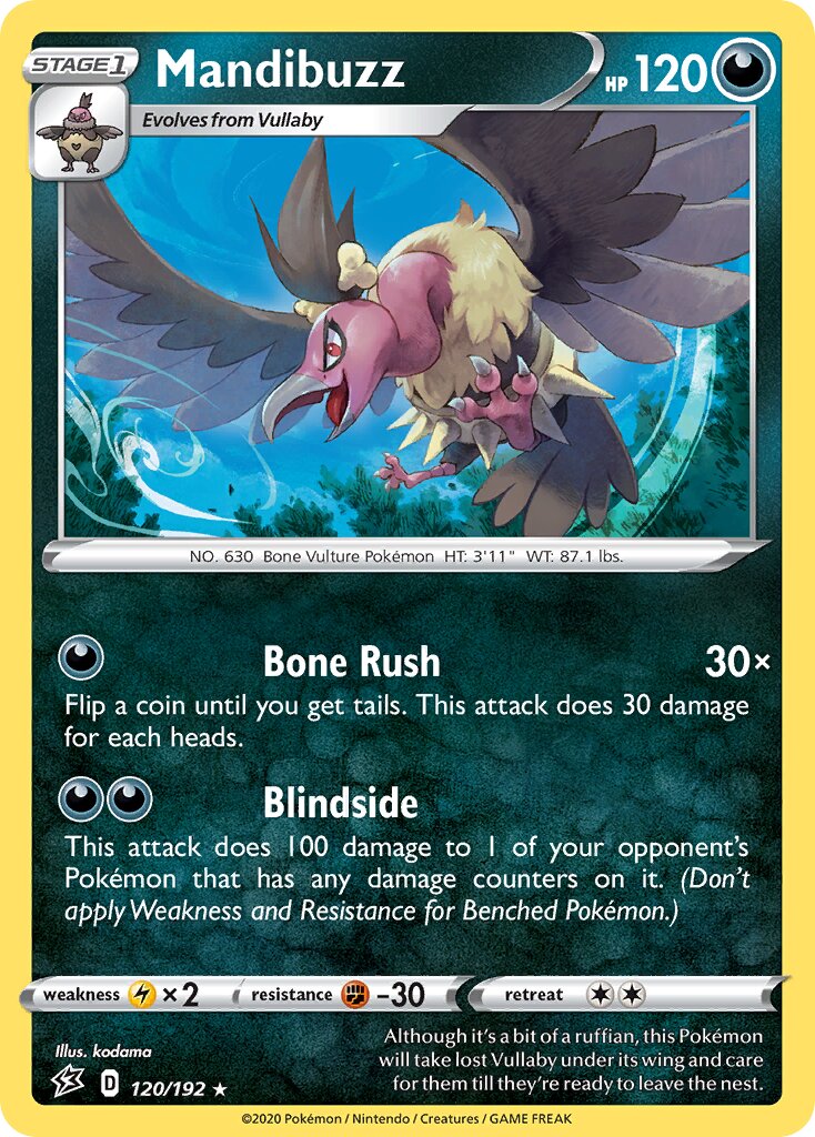 Mandibuzz 120/192 — Rebel Clash (English Pokémon TCG card)