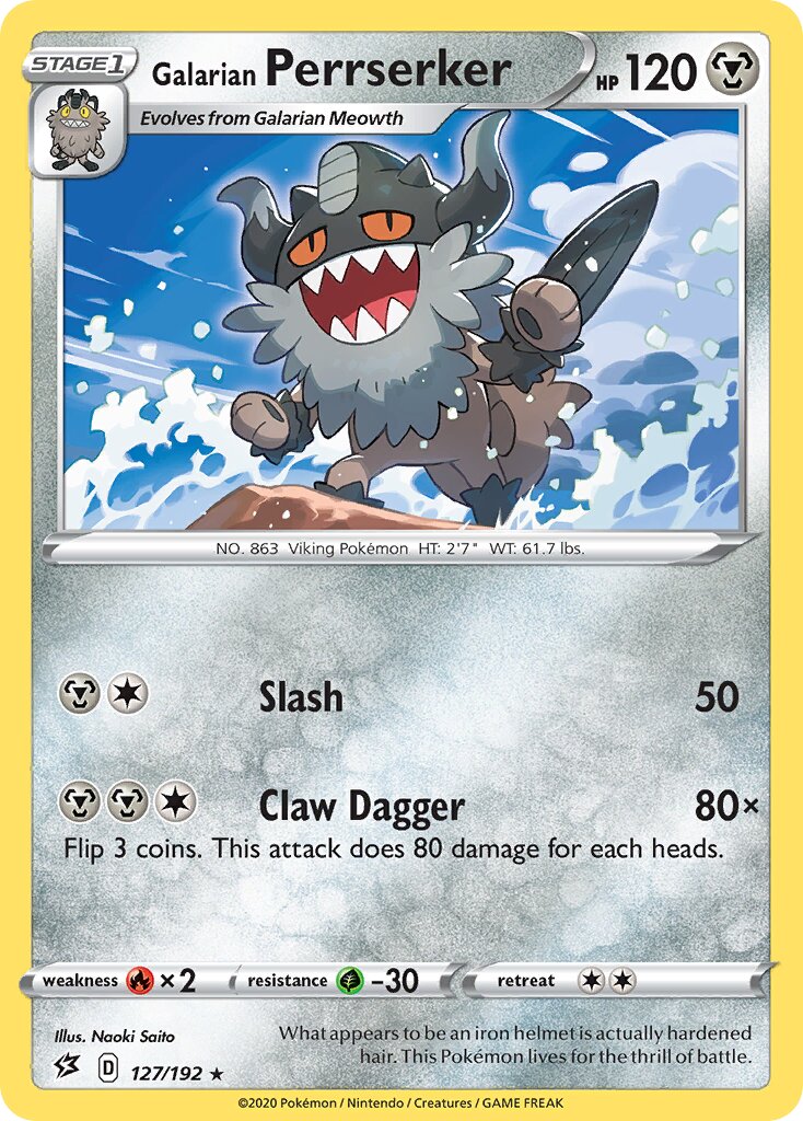 Galarian Perrserker 127/192 — Rebel Clash (English Pokémon TCG card)