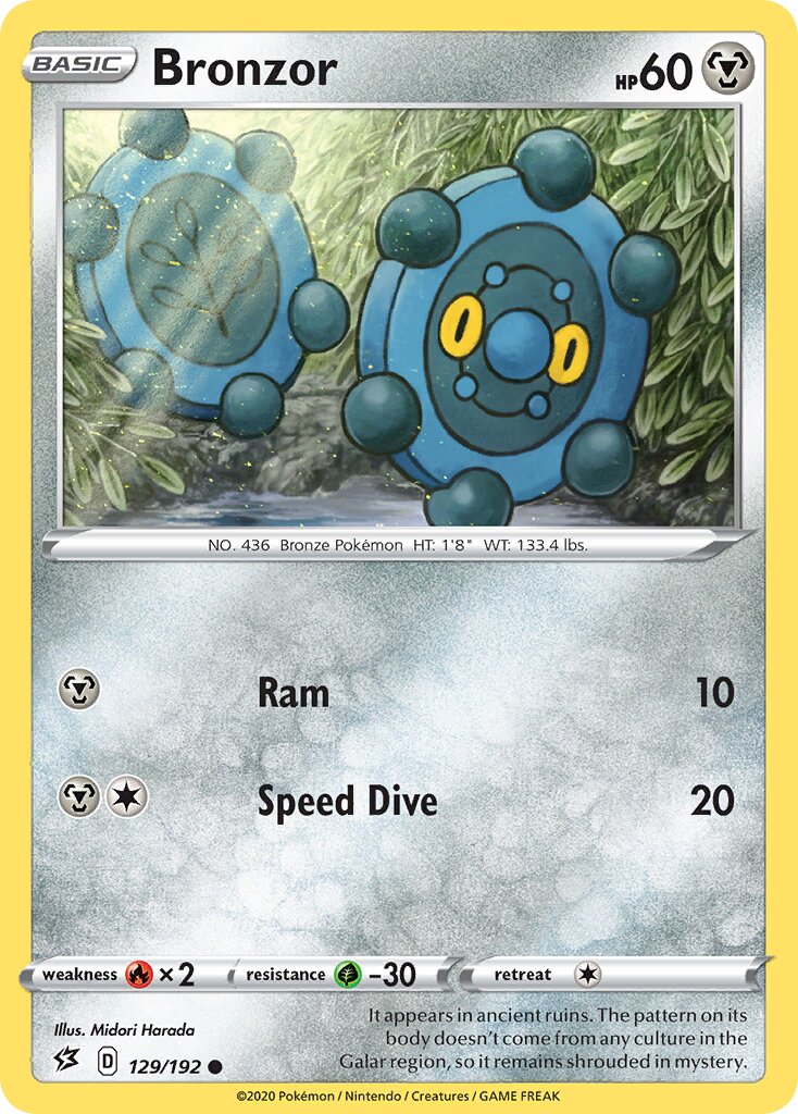 Bronzor 129/192 — Rebel Clash (English Pokémon TCG card)