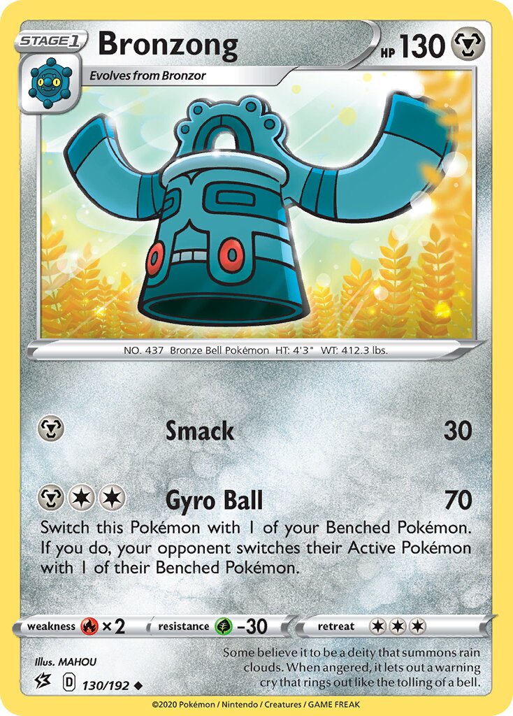 Bronzong 130/192 — Rebel Clash (English Pokémon TCG card)