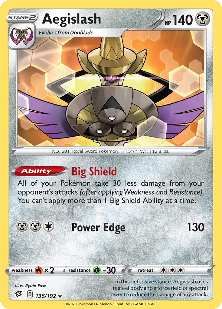Aegislash 135/192 — Rebel Clash (English Pokémon TCG card)