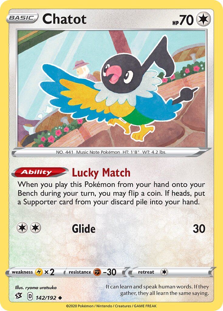 Chatot 142/192 — Rebel Clash (English Pokémon TCG card)