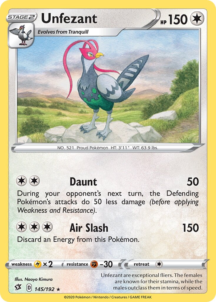 Unfezant 145/192 — Rebel Clash (English Pokémon TCG card)