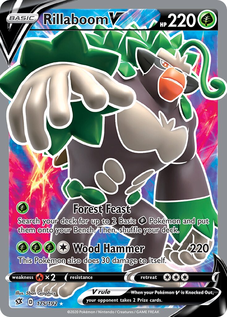 Rillaboom V 175/192 — Rebel Clash (English Pokémon TCG card)