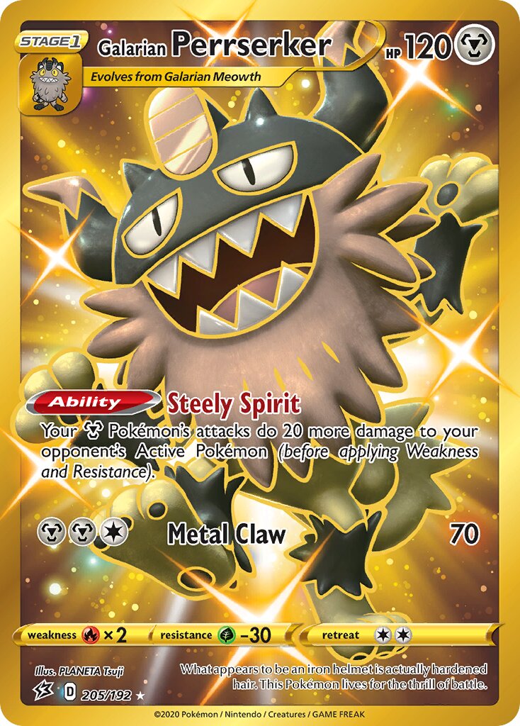 Galarian Perrserker 205/192 — Rebel Clash (English Pokémon TCG card)