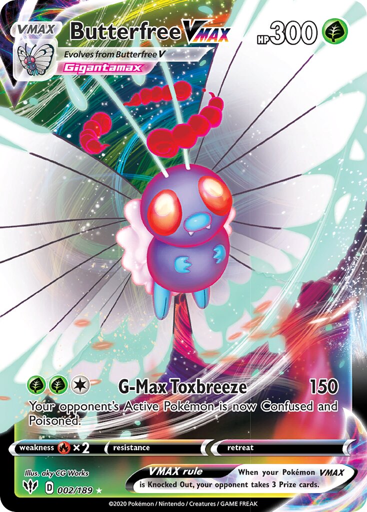 Butterfree VMAX 002/189 — Darkness Ablaze (English Pokémon TCG card)
