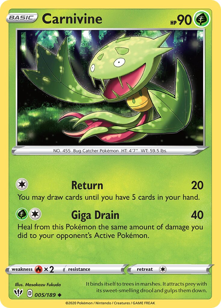 Carnivine 005/189 — Darkness Ablaze (English Pokémon TCG card)