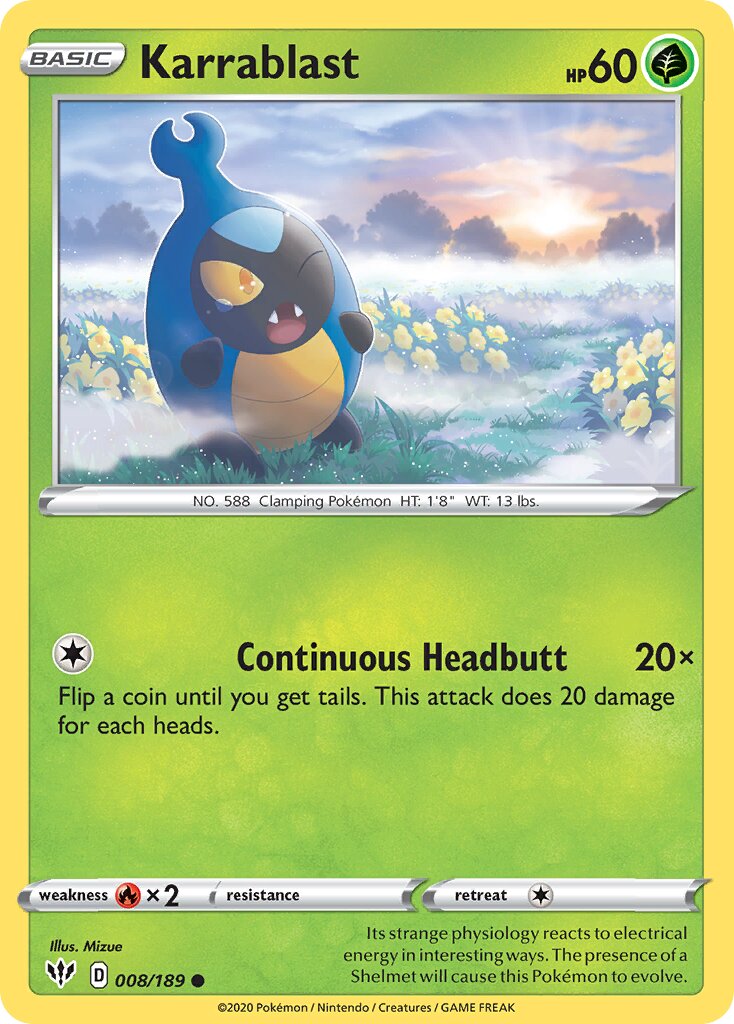 Karrablast 008/189 — Darkness Ablaze (English Pokémon TCG card)
