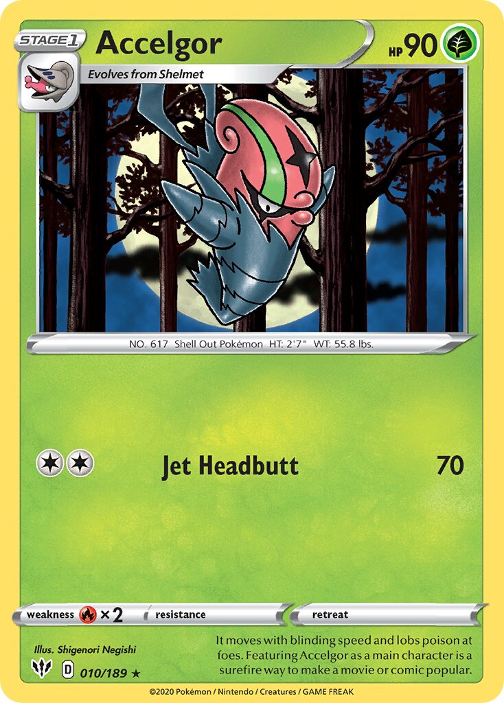 Accelgor 010/189 — Darkness Ablaze (English Pokémon TCG card)
