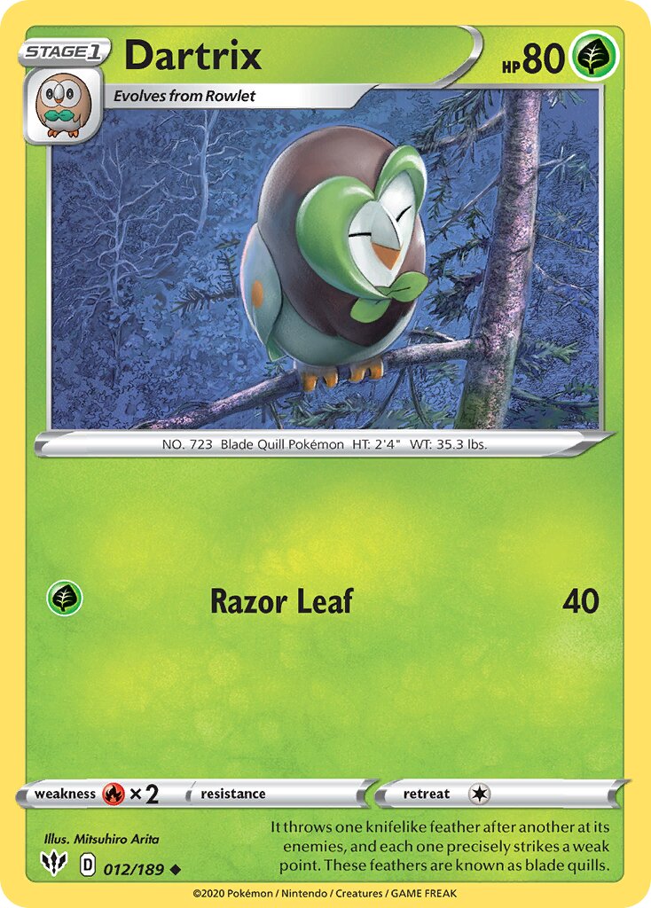 Dartrix 012/189 — Darkness Ablaze (English Pokémon TCG card)
