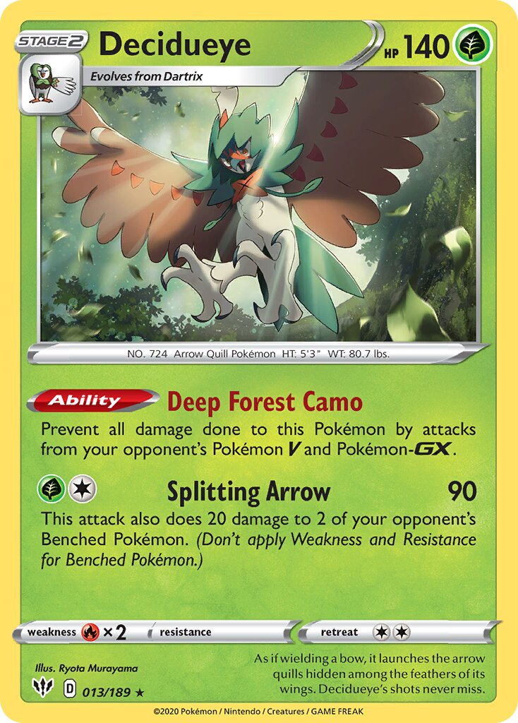 Decidueye 013/189 — Darkness Ablaze (English Pokémon TCG card)