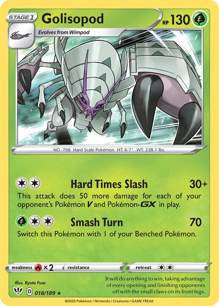 Golisopod 018/189 — Darkness Ablaze (English Pokémon TCG card)