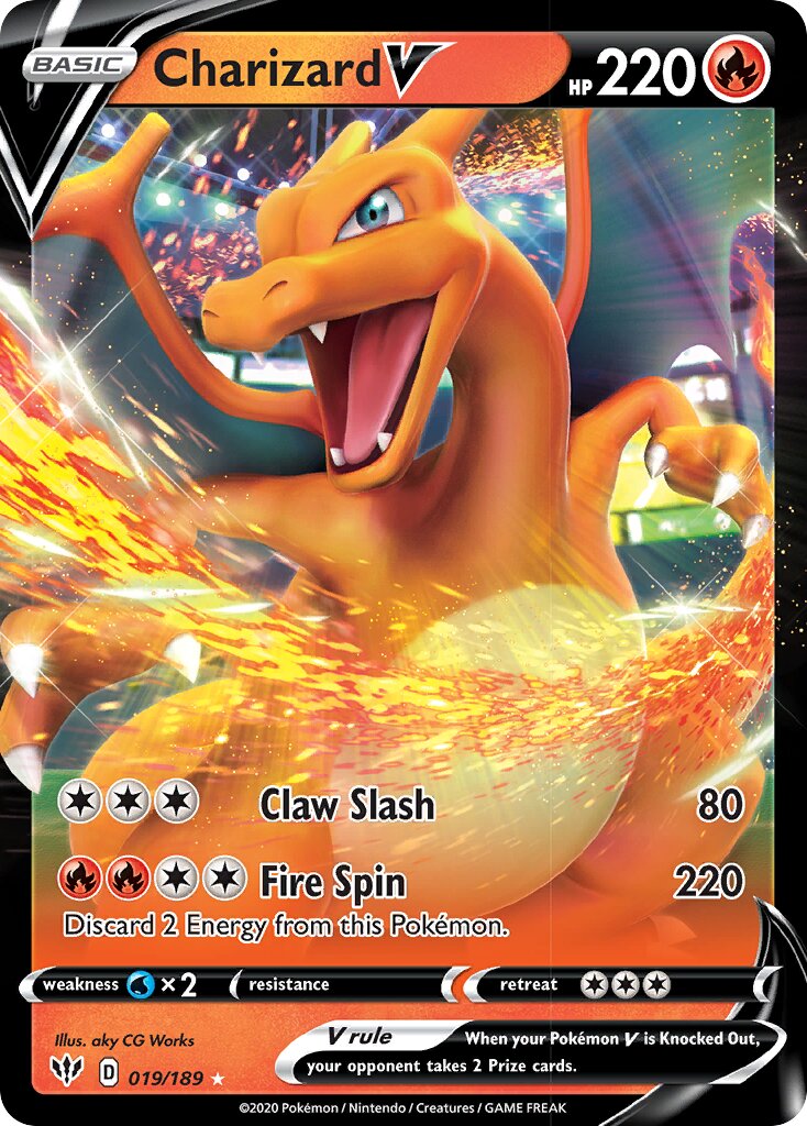 Charizard V 019/189 — Darkness Ablaze (English Pokémon TCG card)