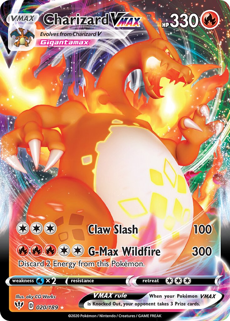 Charizard VMAX 020/189 — Darkness Ablaze (English Pokémon TCG card)