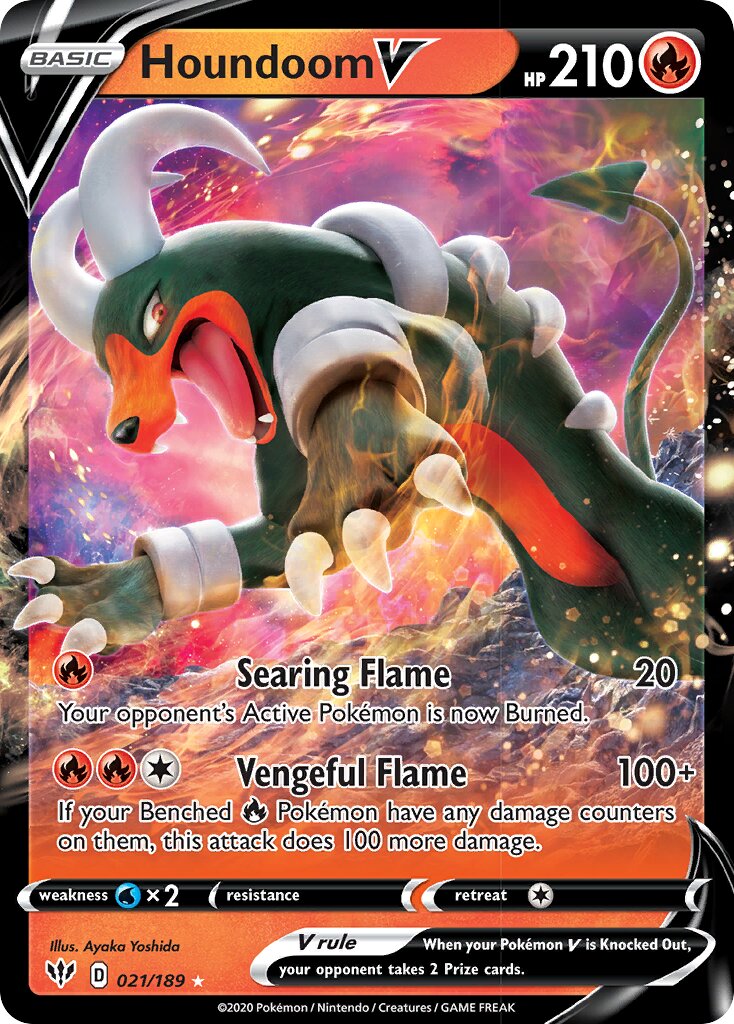 Houndoom V 021/189 — Darkness Ablaze (English Pokémon TCG card)